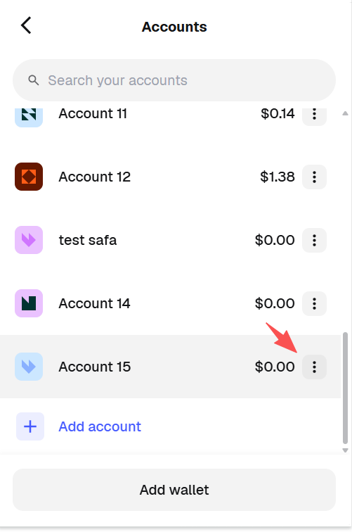 Select account actions