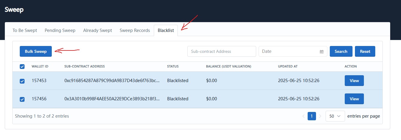 Execute emergency sweep