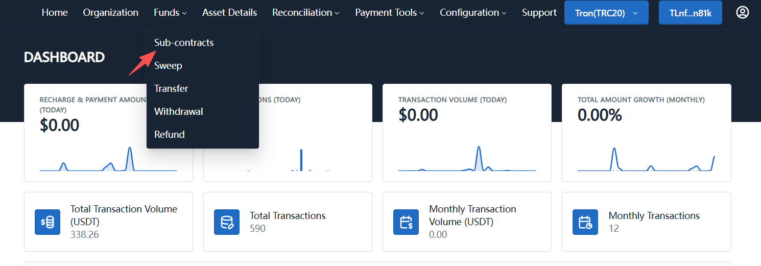 Create sub-contracts screenshot