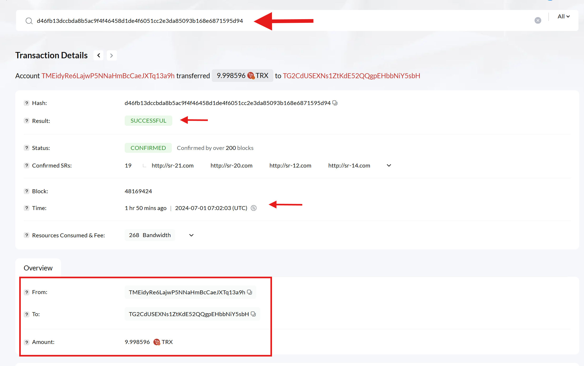 Query on-chain transaction