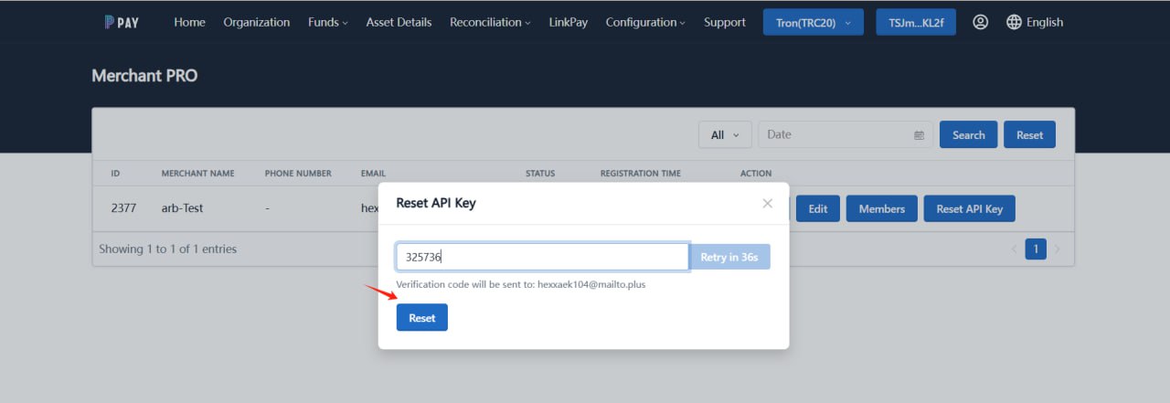 Reset API Key