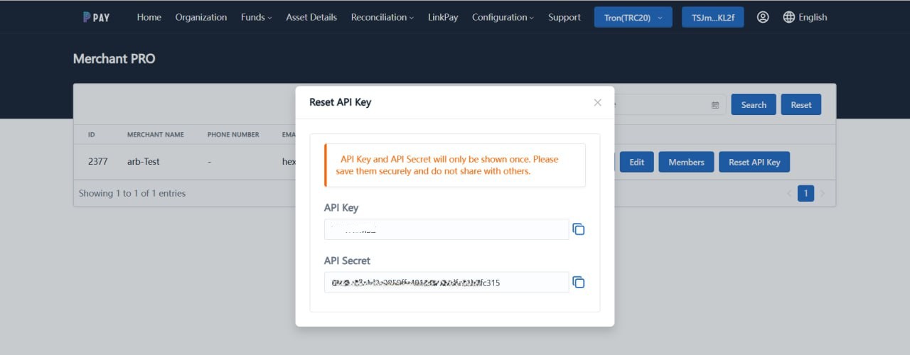 API Key and API Secret
