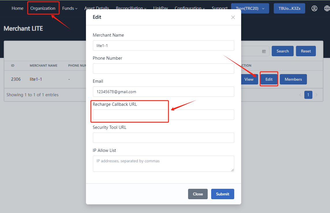 Recharge Callback URL Setting