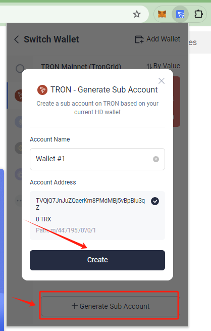 TronLink Create Sub-Account