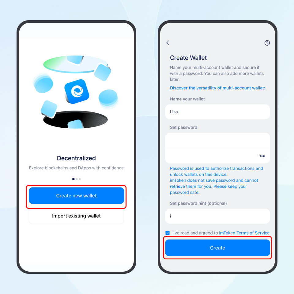 imToken Create Wallet