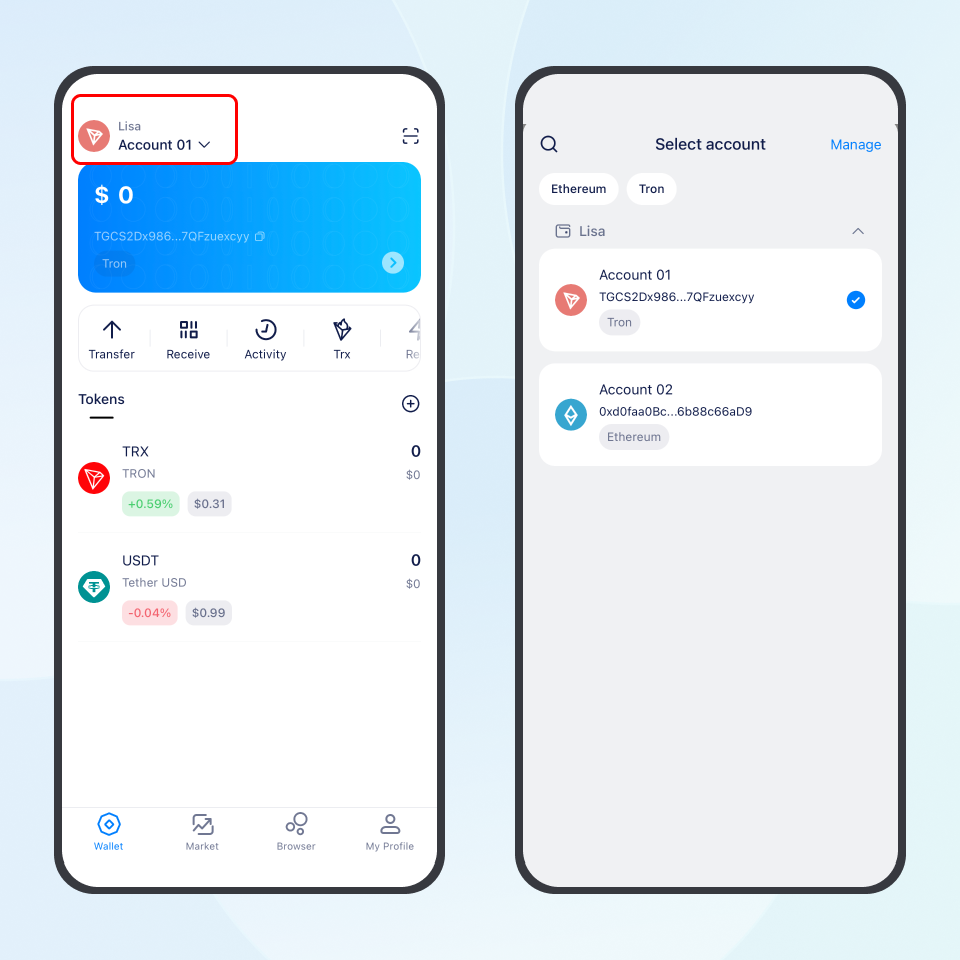 imToken Switch Accounts