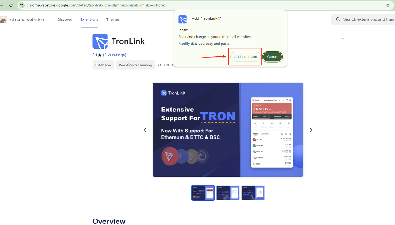 TronLink installation