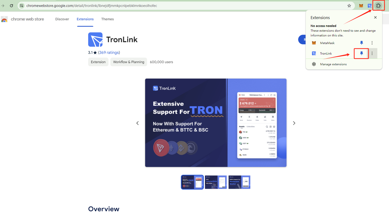 TronLink installation