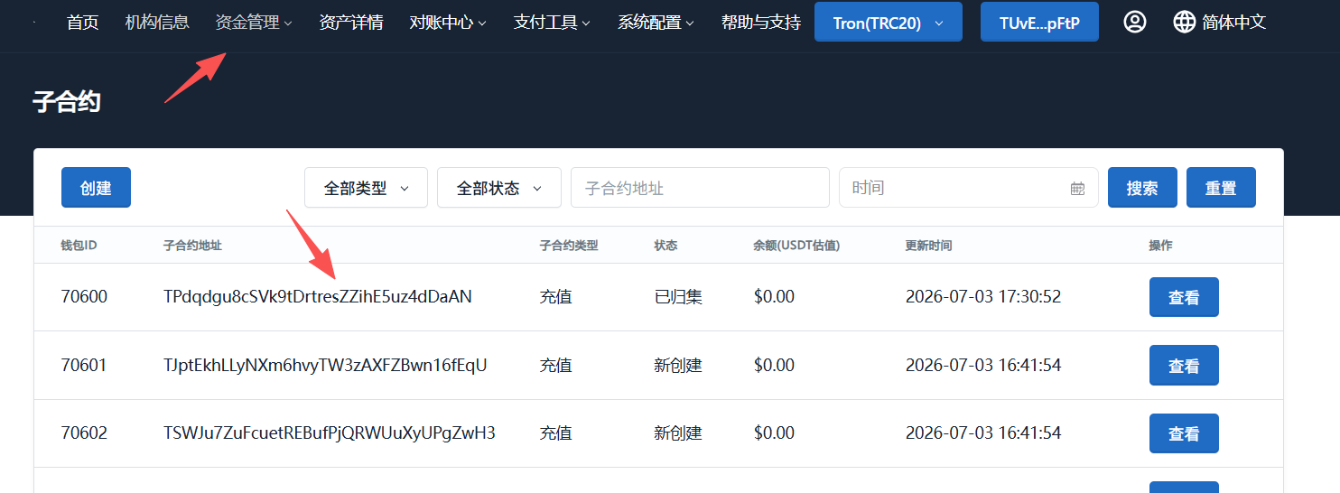 子合约列表